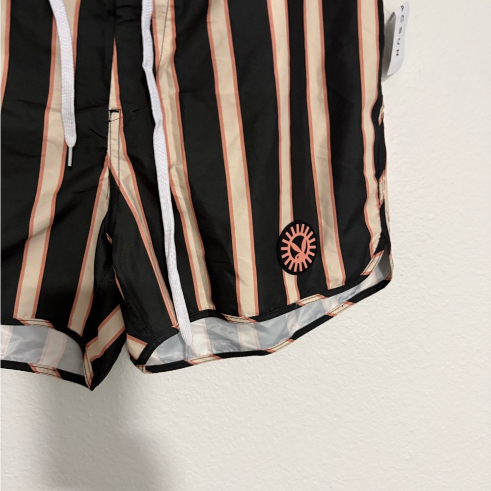 PacSun Playboy Striped Black and Tan Athletic Shorts - Picture 3 of 9